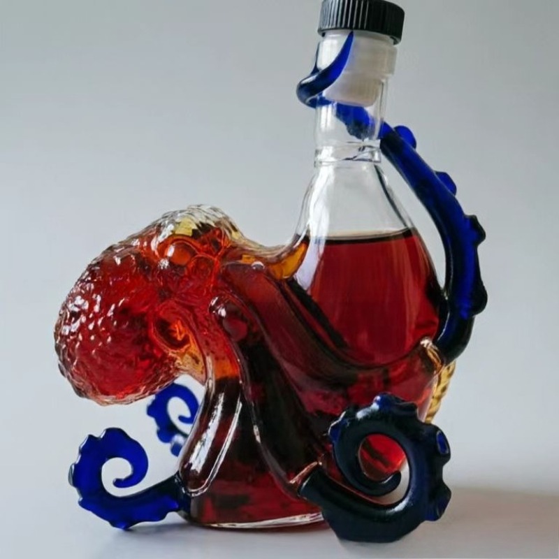 Vintage Collectible Glassware - Whiskey-Karaffe, Seemonster Oktopus, Vintage Bar-Dekoration, Weinflaschen,