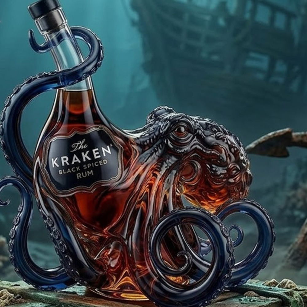 Vintage Collectible Glassware - Kraken Oktopus Whisky-Dekanter Vintage Bar-Dekor Weinflasche