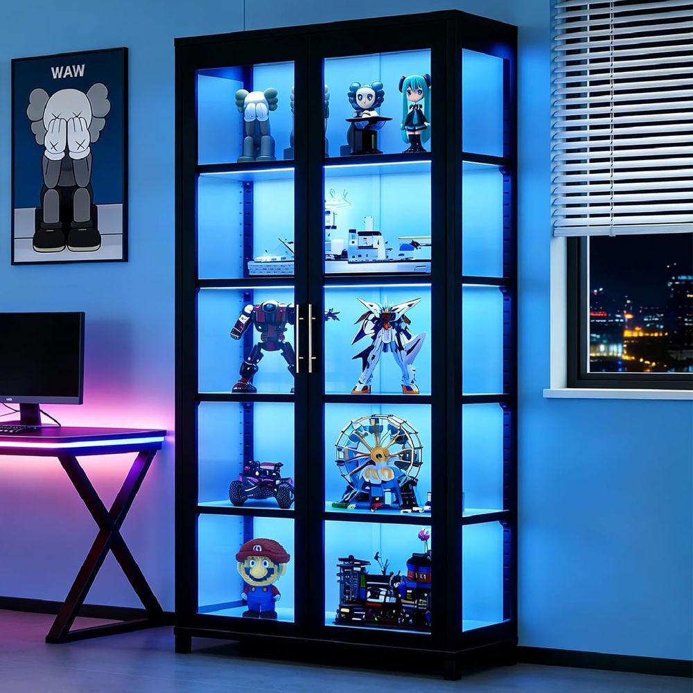 Collectible Collection - Vitrine mit Glasfront, 5-stufiger Schaukasten mit