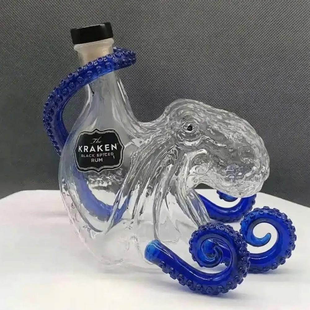 Vintage Collectible Glassware - Vintage Kraken Oktopus Whisky-Dekanter Bar-Dekor Weinflasche