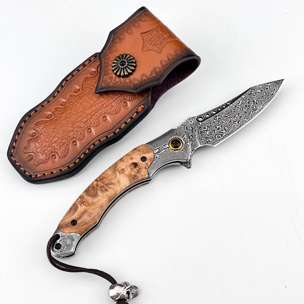 Vintage Collectible Pocket Knives - Hochhärte-Damastmuster-Klappmesser, Vintage-Dekoratives Sammlerstück-Taschenmesser für Geschenke, Sammlungen
