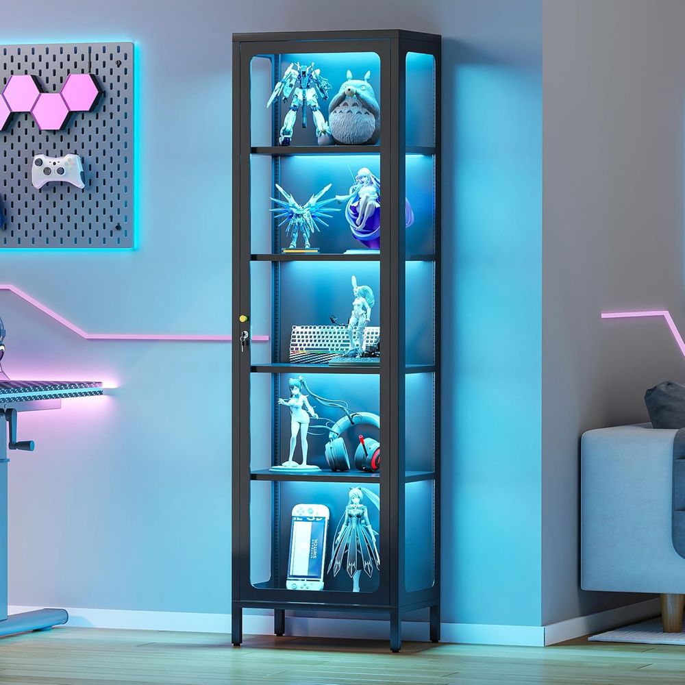 Collectible Collection - 69 Glas-Vitrine mit Schloss & 13-Farben-LED-Beleuchtung,