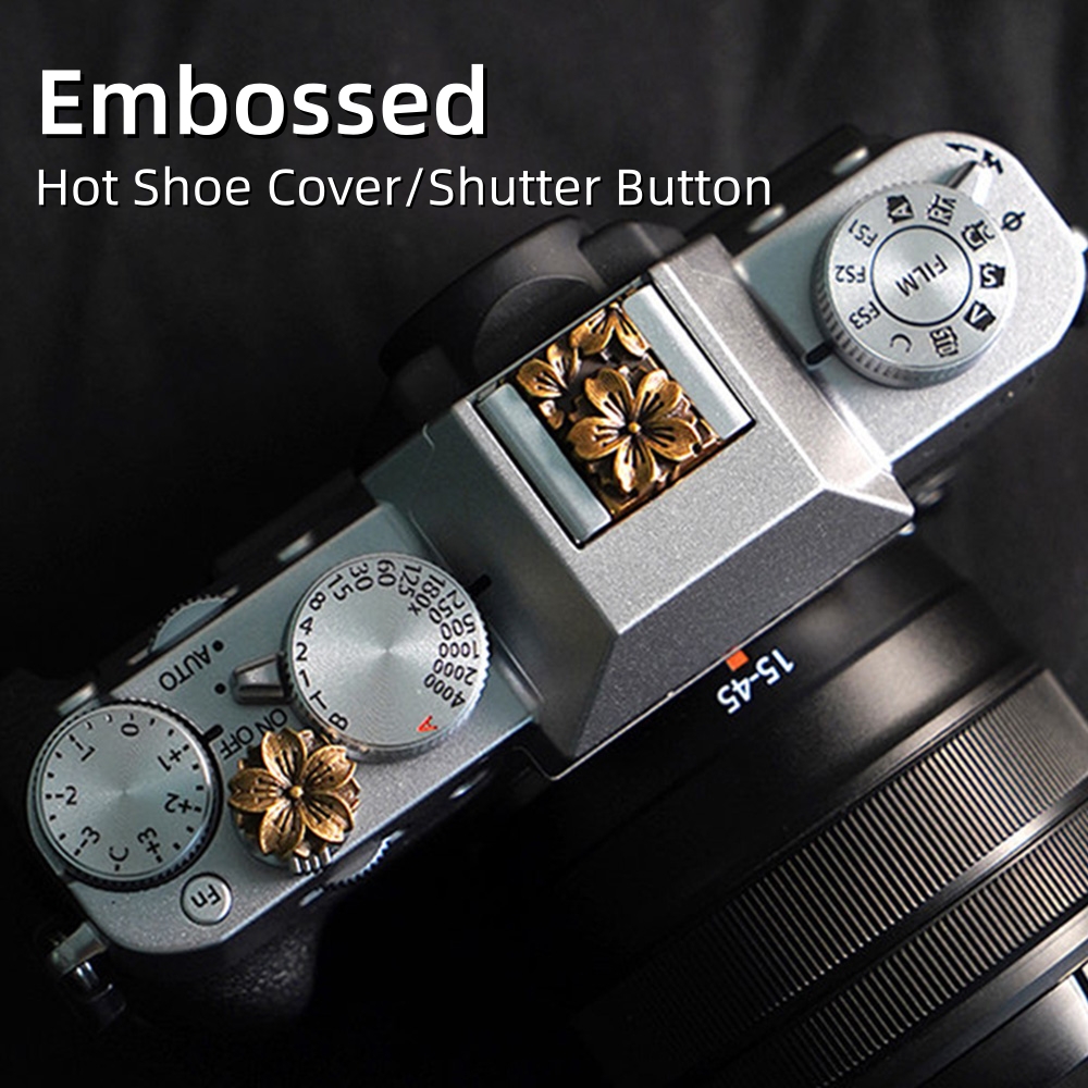 Lens Cap Vintage - Metall-Kamera-Blitzschuhabdeckung mit Soft-Shutter-Taste für Fuji XE4