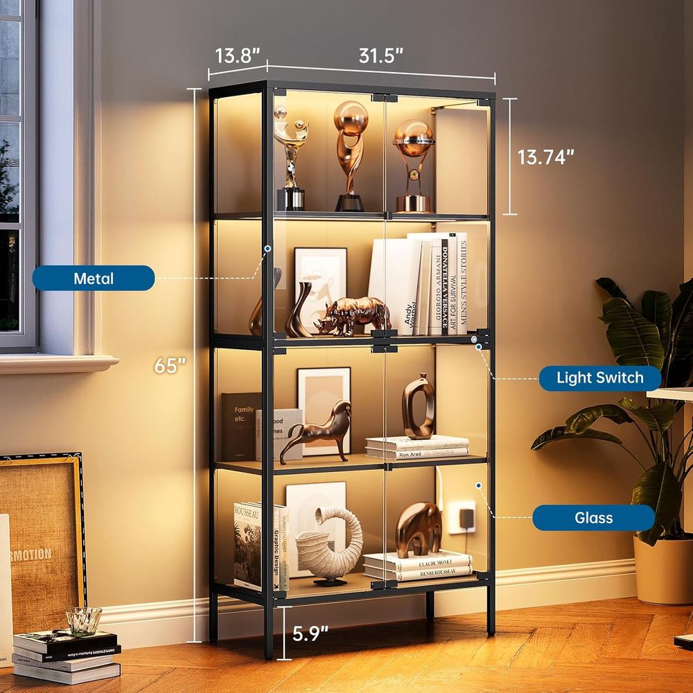 65 LED-beleuchtete Glasvitrine – Collectible Collection Bewertung und Preis