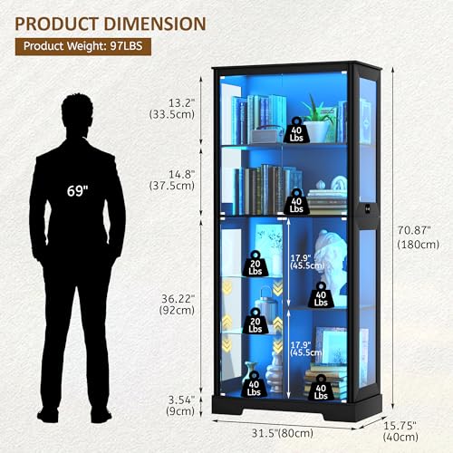 71-Zoll-Glasvitrine mit RGB-Be – Collectible Collection Bewertung und Preis